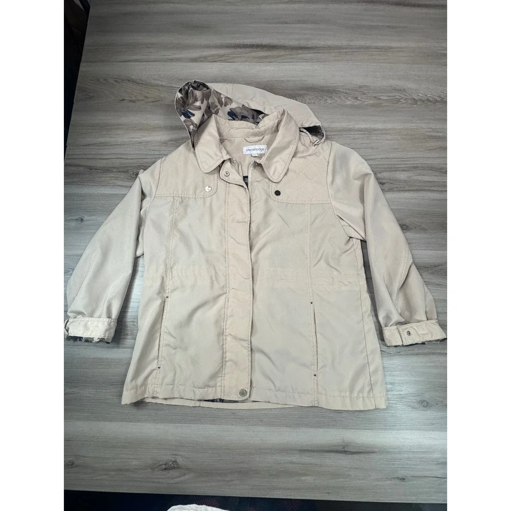 Breckenridge Women's Beige Floral Lined Hooded Jacket Size‎ XL